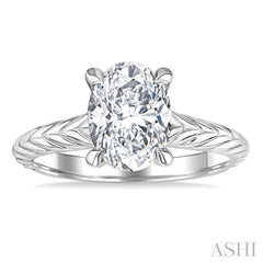 ASHI Oval Shape Semi-Mount Diamond Engagement Ring 195B9PPFHWG-SM-OV2