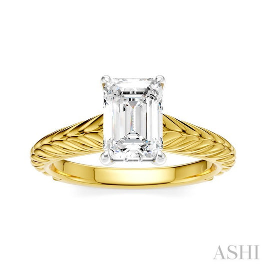 ASHI Emerald Shape Semi-Mount Diamond Engagement Ring 195B9PPFHYW-SM-EM1