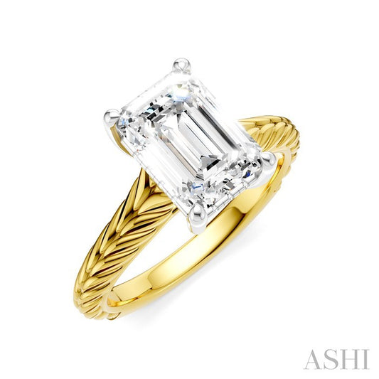 ASHI Emerald Shape Semi-Mount Diamond Engagement Ring 195B9PPFHYW-SM-EM2
