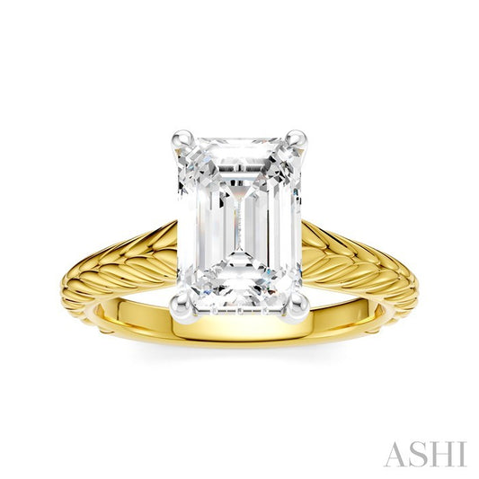 ASHI Emerald Shape Semi-Mount Diamond Engagement Ring 195B9PPFHYW-SM-EM2