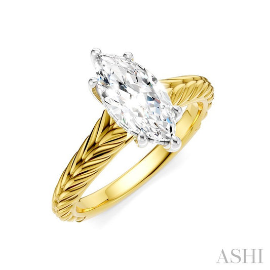 ASHI Marquise Shape Semi-Mount Diamond Engagement Ring 195B9PPFHYW-SM-MQ1