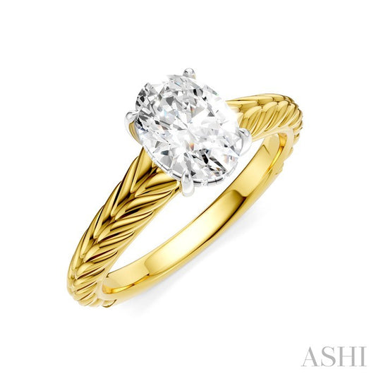 ASHI Oval Shape Semi-Mount Diamond Engagement Ring 195B9PPFHYW-SM-OV1
