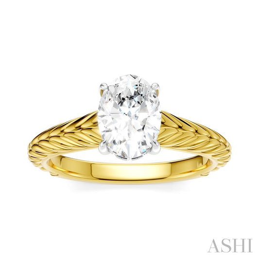 ASHI Oval Shape Semi-Mount Diamond Engagement Ring 195B9PPFHYW-SM-OV1