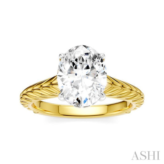 ASHI Oval Shape Semi-Mount Diamond Engagement Ring 195B9PPFHYW-SM-OV2