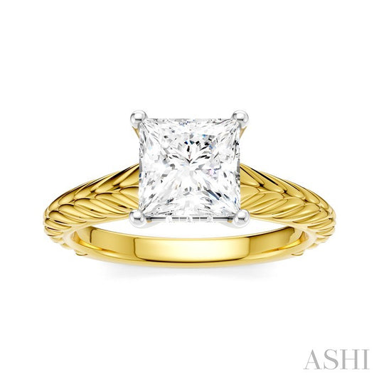 ASHI Princess Shape Semi-Mount Diamond Engagement Ring 195B9PPFHYW-SM-PN1