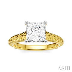 ASHI Princess Shape Semi-Mount Diamond Engagement Ring 195B9PPFHYW-SM-PN1