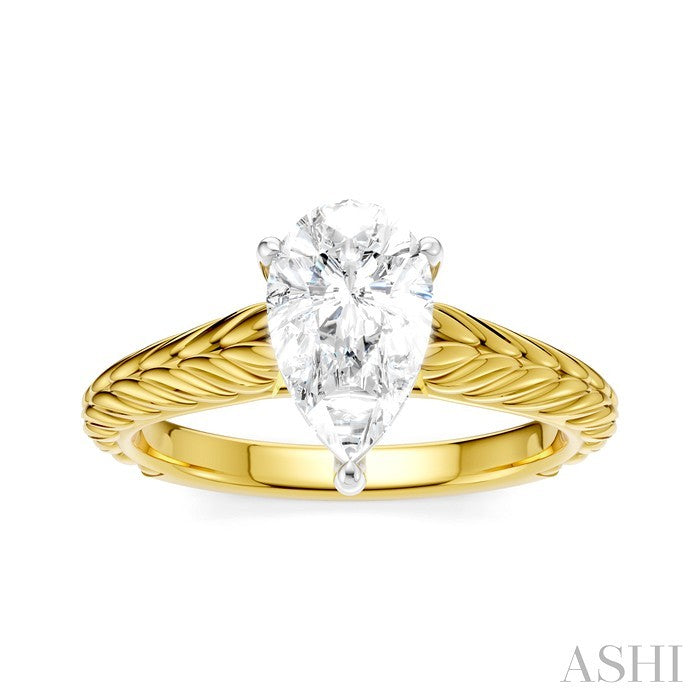 ASHI Pear Shape Semi-Mount Diamond Engagement Ring 195B9PPFHYW-SM-PR1