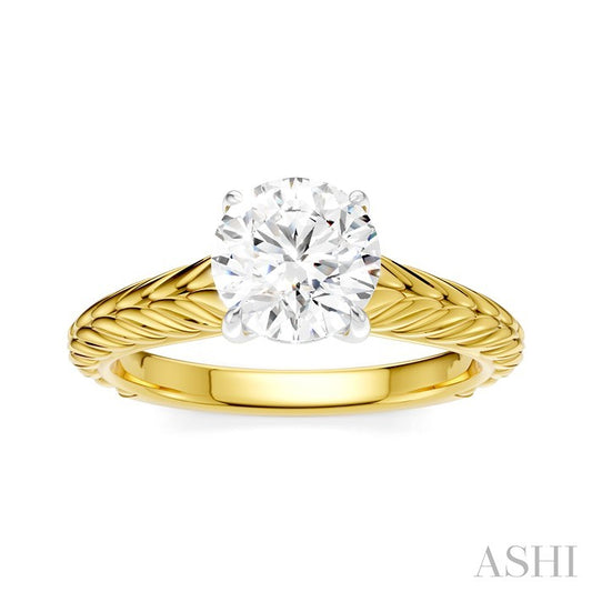 ASHI Round Shape Semi-Mount Diamond Engagement Ring 195B9PPFHYW-SM-RD1