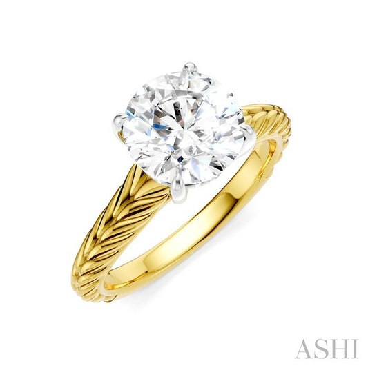 ASHI Round Shape Semi-Mount Diamond Engagement Ring 195B9PPFHYW-SM-RD2