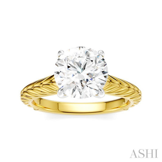 ASHI Round Shape Semi-Mount Diamond Engagement Ring 195B9PPFHYW-SM-RD2