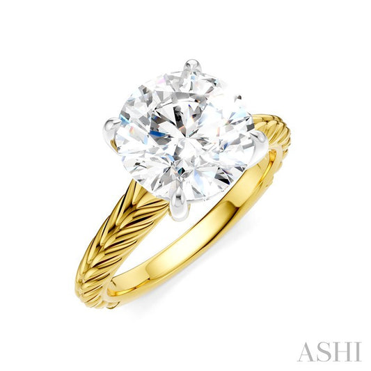 ASHI Round Shape Semi-Mount Diamond Engagement Ring 195B9PPFHYW-SM-RD3