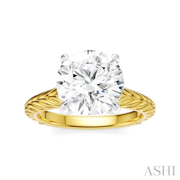 ASHI Round Shape Semi-Mount Diamond Engagement Ring 195B9PPFHYW-SM-RD3