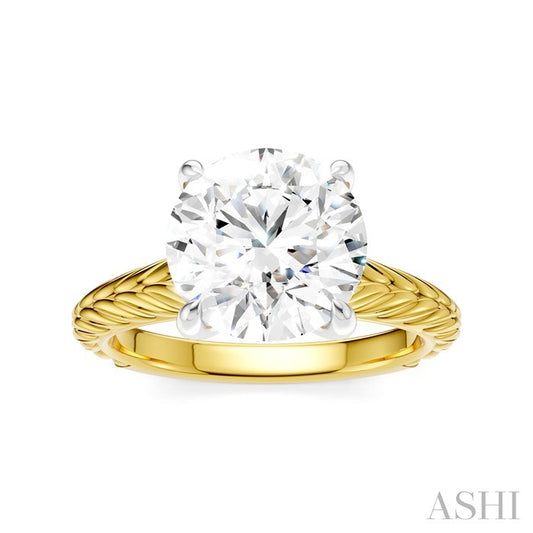 ASHI Round Shape Semi-Mount Diamond Engagement Ring 195B9PPFHYW-SM-RD3