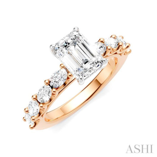 ASHI Emerald Shape Semi-Mount Diamond Engagement Ring 196A2PPFHPW-SM-EM1