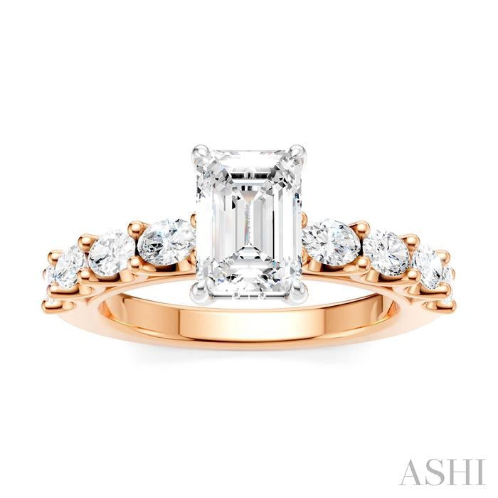 ASHI Emerald Shape Semi-Mount Diamond Engagement Ring 196A2PPFHPW-SM-EM1