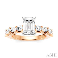ASHI Emerald Shape Semi-Mount Diamond Engagement Ring 196A2PPFHPW-SM-EM1