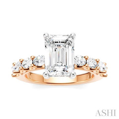 ASHI Emerald Shape Semi-Mount Diamond Engagement Ring 196A2PPFHPW-SM-EM2