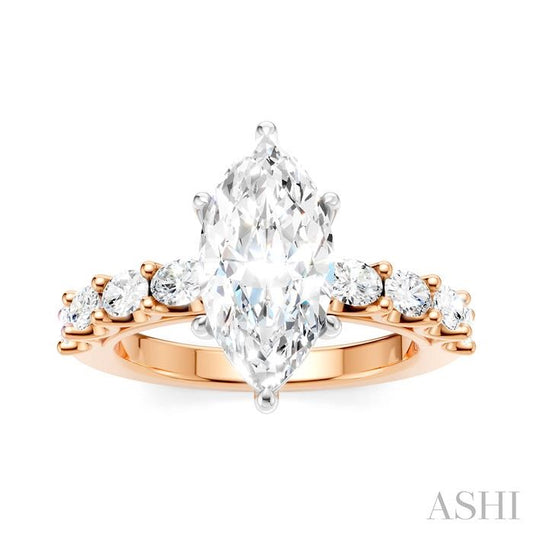 ASHI Marquise Shape Semi-Mount Diamond Engagement Ring 196A2PPFHPW-SM-MQ2