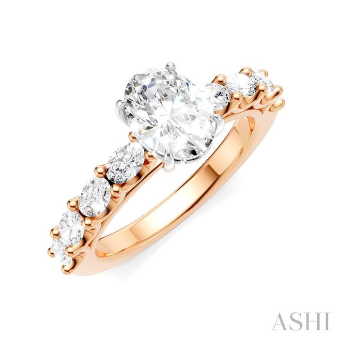 ASHI Oval Shape Semi-Mount Diamond Engagement Ring 196A2PPFHPW-SM-OV1