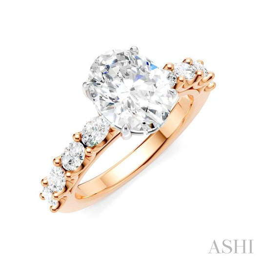 ASHI Oval Shape Semi-Mount Diamond Engagement Ring 196A2PPFHPW-SM-OV2