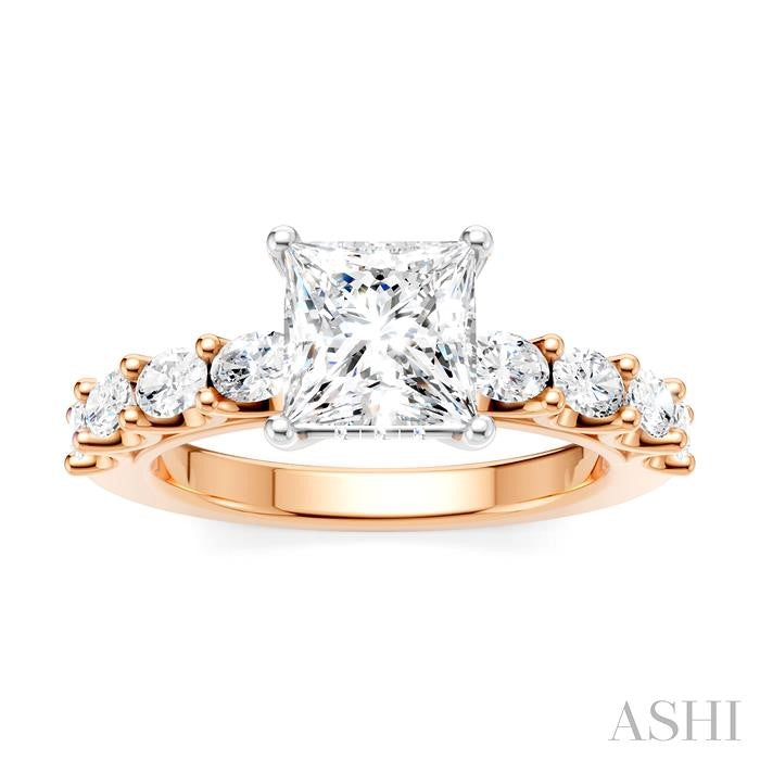 ASHI Princess Shape Semi-Mount Diamond Engagement Ring 196A2PPFHPW-SM-PN1