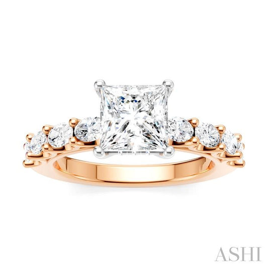 ASHI Princess Shape Semi-Mount Diamond Engagement Ring 196A2PPFHPW-SM-PN1