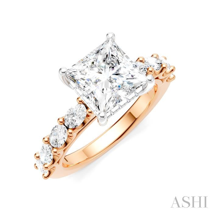ASHI Princess Shape Semi-Mount Diamond Engagement Ring 196A2PPFHPW-SM-PN2