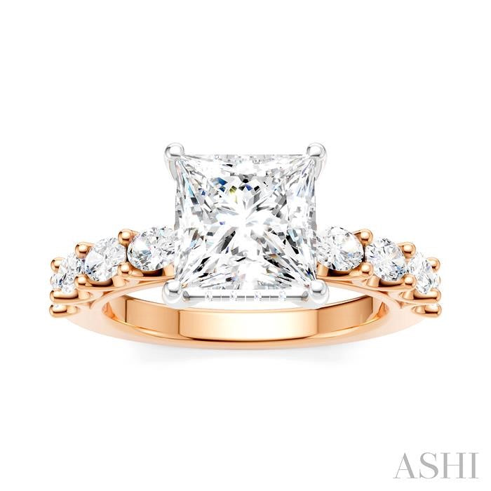 ASHI Princess Shape Semi-Mount Diamond Engagement Ring 196A2PPFHPW-SM-PN2