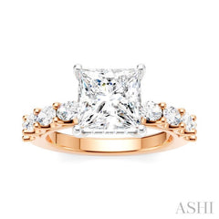 ASHI Princess Shape Semi-Mount Diamond Engagement Ring 196A2PPFHPW-SM-PN2