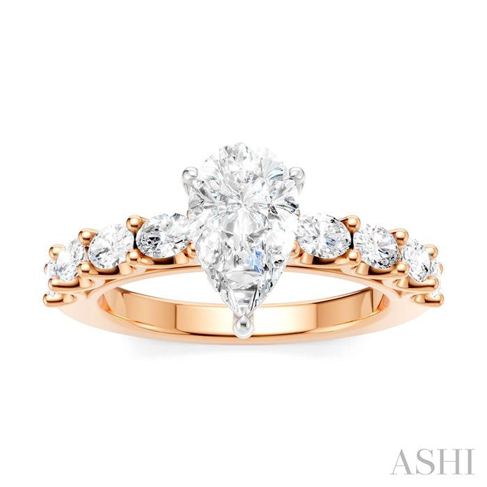 ASHI Pear Shape Semi-Mount Diamond Engagement Ring 196A2PPFHPW-SM-PR1