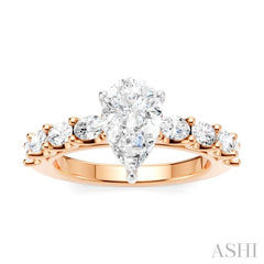 ASHI Pear Shape Semi-Mount Diamond Engagement Ring 196A2PPFHPW-SM-PR1