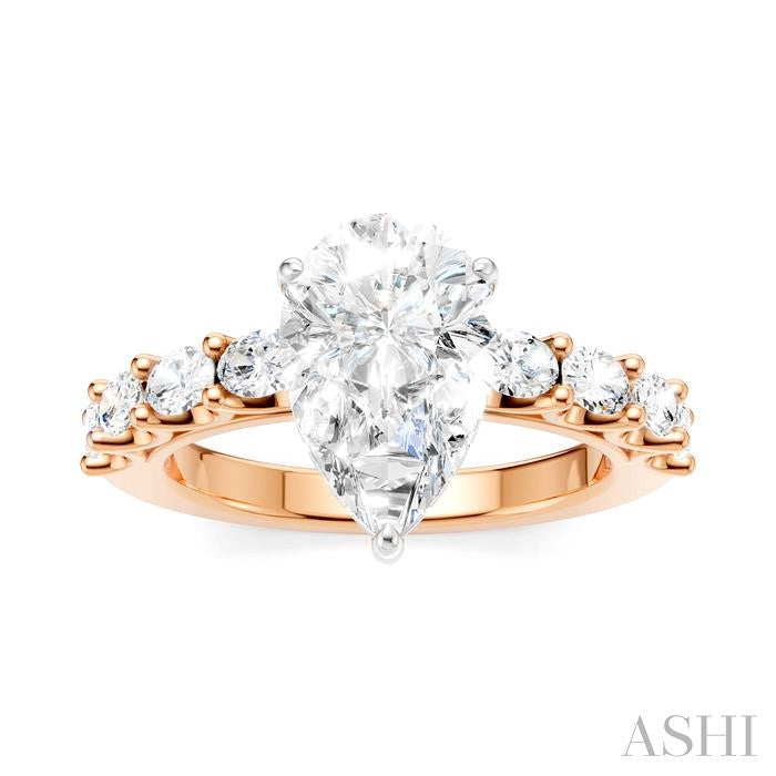 ASHI Pear Shape Semi-Mount Diamond Engagement Ring 196A2PPFHPW-SM-PR2