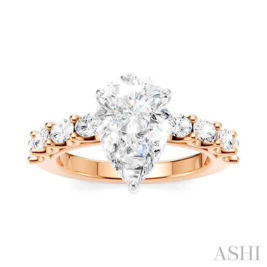 ASHI Pear Shape Semi-Mount Diamond Engagement Ring 196A2PPFHPW-SM-PR2