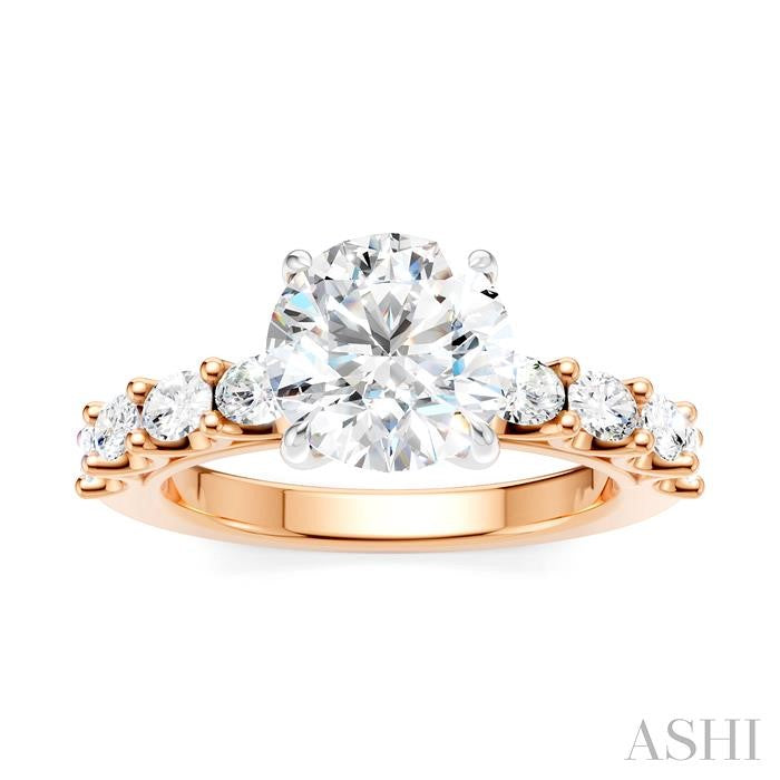 ASHI Round Shape Semi-Mount Diamond Engagement Ring 196A2PPFHPW-SM-RD2