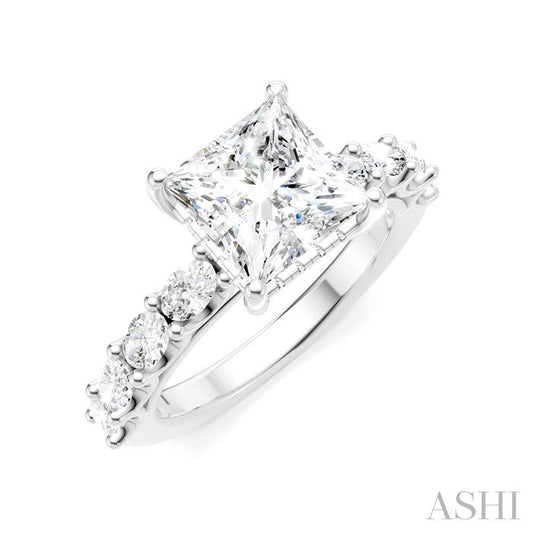 ASHI Princess Shape Semi-Mount Diamond Engagement Ring 196A2PPFHWG-SM-PN2