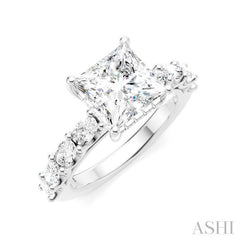ASHI Princess Shape Semi-Mount Diamond Engagement Ring 196A2PPFHWG-SM-PN2