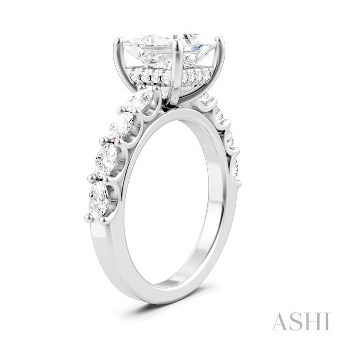 ASHI Princess Shape Semi-Mount Diamond Engagement Ring 196A2PPFHWG-SM-PN2