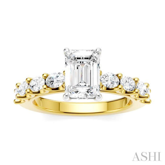 ASHI Emerald Shape Semi-Mount Diamond Engagement Ring 196A2PPFHYW-SM-EM1