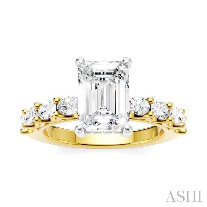 ASHI Emerald Shape Semi-Mount Diamond Engagement Ring 196A2PPFHYW-SM-EM2