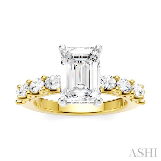 ASHI Emerald Shape Semi-Mount Diamond Engagement Ring 196A2PPFHYW-SM-EM2