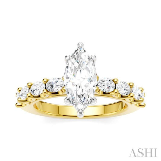 ASHI Marquise Shape Semi-Mount Diamond Engagement Ring 196A2PPFHYW-SM-MQ1