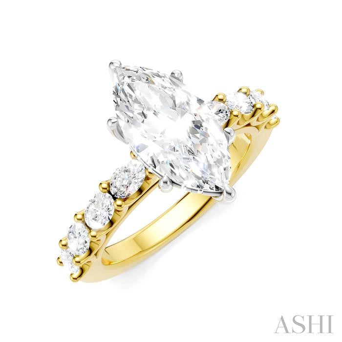 ASHI Marquise Shape Semi-Mount Diamond Engagement Ring 196A2PPFHYW-SM-MQ2