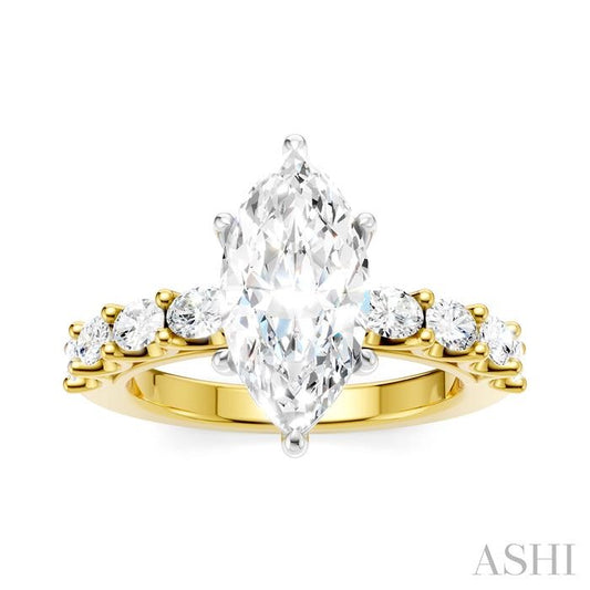 ASHI Marquise Shape Semi-Mount Diamond Engagement Ring 196A2PPFHYW-SM-MQ2