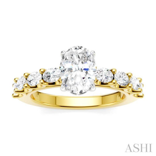 ASHI Oval Shape Semi-Mount Diamond Engagement Ring 196A2PPFHYW-SM-OV1