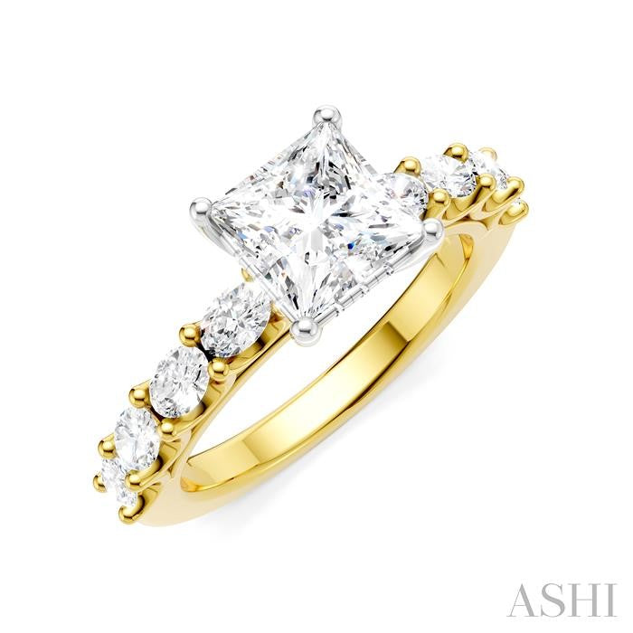 ASHI Princess Shape Semi-Mount Diamond Engagement Ring 196A2PPFHYW-SM-PN1