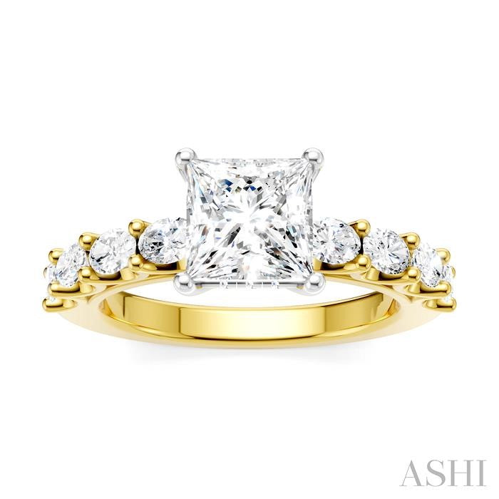 ASHI Princess Shape Semi-Mount Diamond Engagement Ring 196A2PPFHYW-SM-PN1