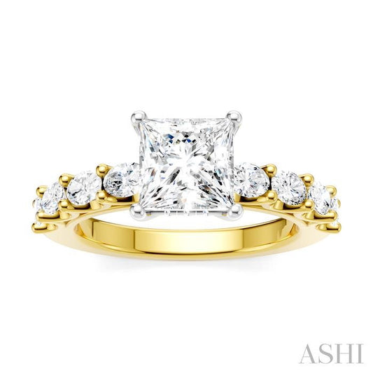 ASHI Princess Shape Semi-Mount Diamond Engagement Ring 196A2PPFHYW-SM-PN1