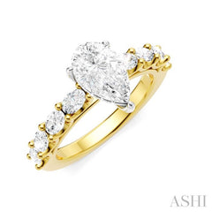 ASHI Pear Shape Semi-Mount Diamond Engagement Ring 196A2PPFHYW-SM-PR1