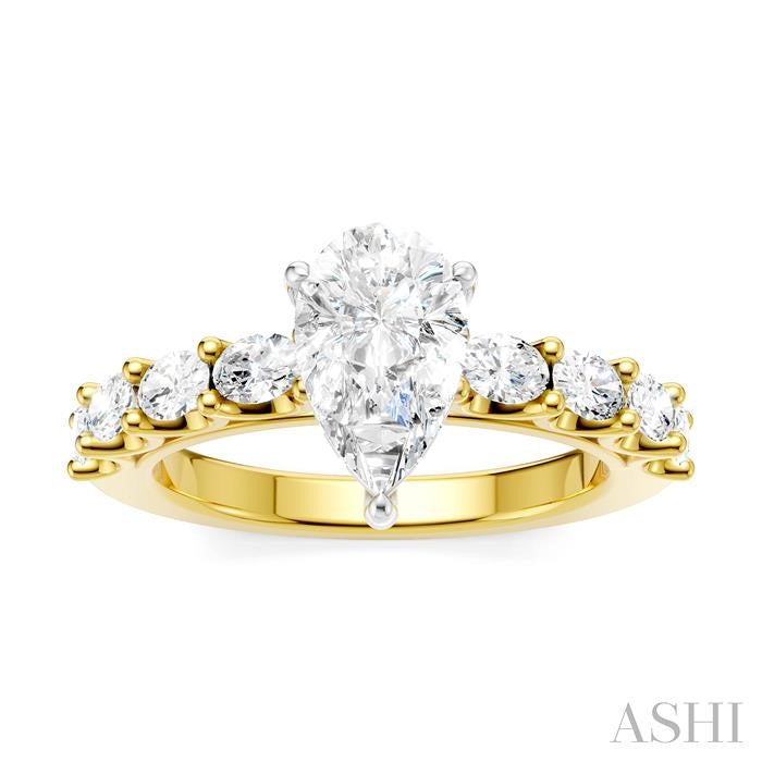 ASHI Pear Shape Semi-Mount Diamond Engagement Ring 196A2PPFHYW-SM-PR1