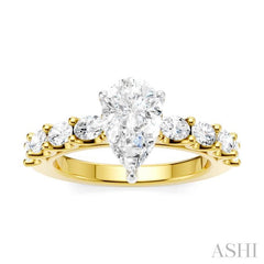 ASHI Pear Shape Semi-Mount Diamond Engagement Ring 196A2PPFHYW-SM-PR1